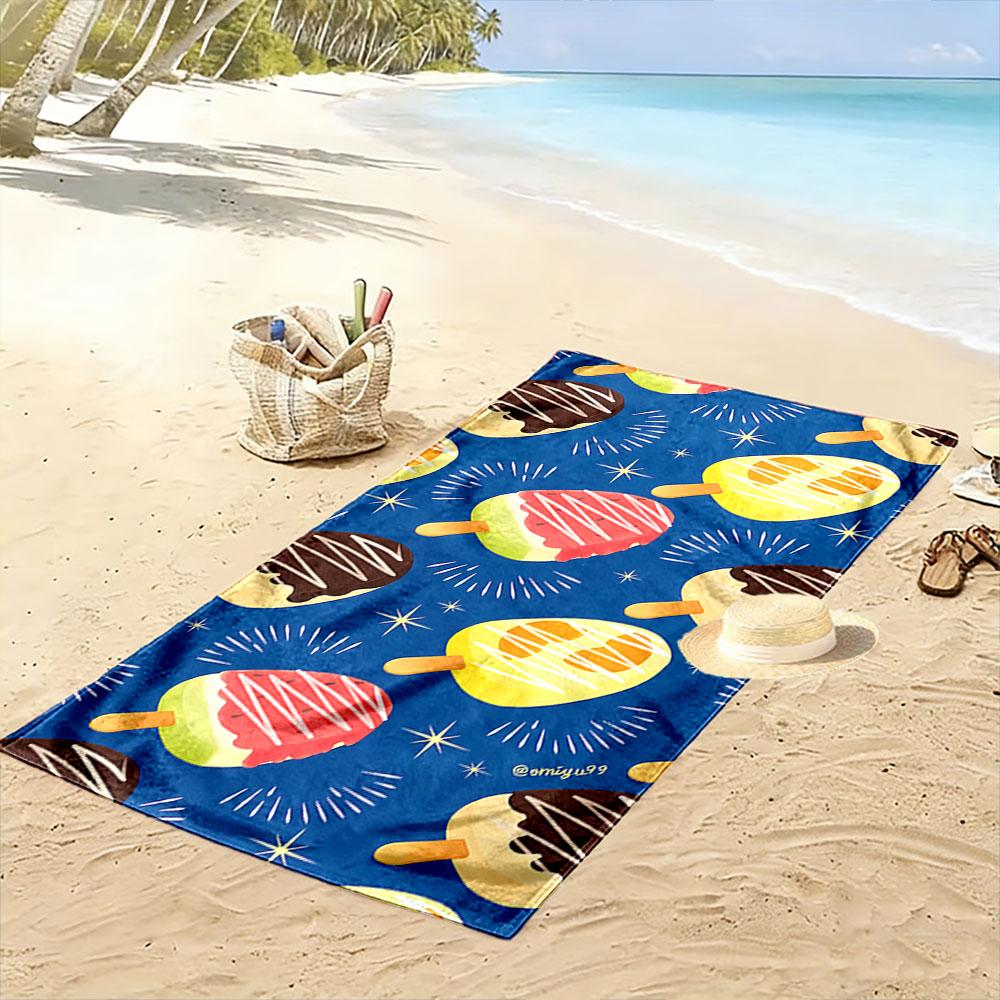 Ice Cream Popsicle Pattern Towel A must-have beach towel for beach travel