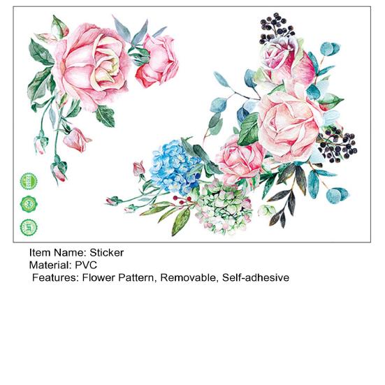 Watercolor Flower Toilet Sticker Removable Self-adhesive Waterproof PVC Bathroom Wall Art Decoration Decal Home Supplies