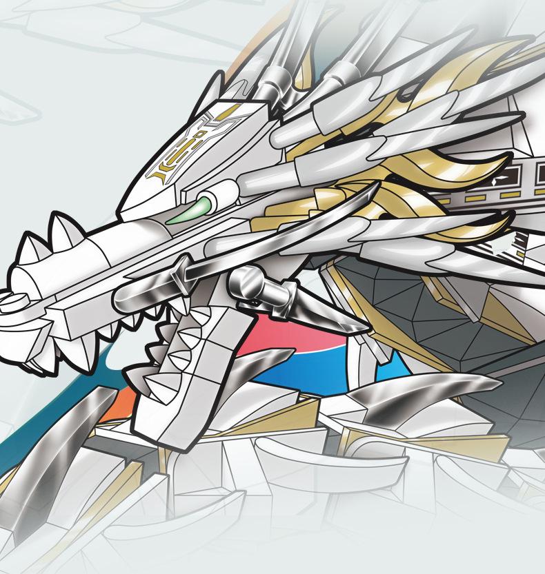 KaiZhi White Hurricane Dragon Space-Air Beast Building Blocks: Chinese Style Educational Toy Gift for Boys