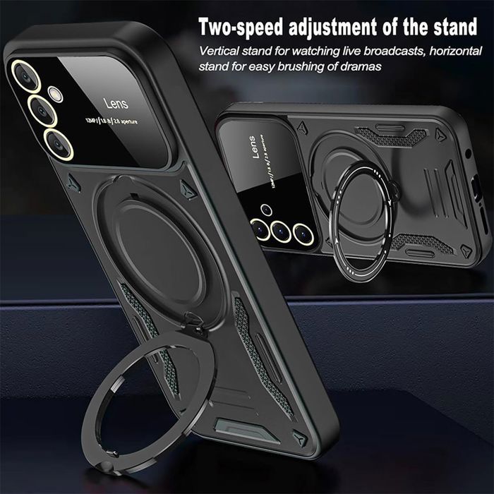 Coque + 2 Verres Trempés pour Samsung Galaxy A37 5G, avec Cercle Magnétique Protection Caméra -Noir