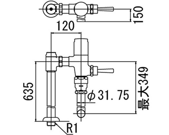 LIXIL INAX Низконапорный промывочный клапан Экономия (Тип воды) CF-63UT