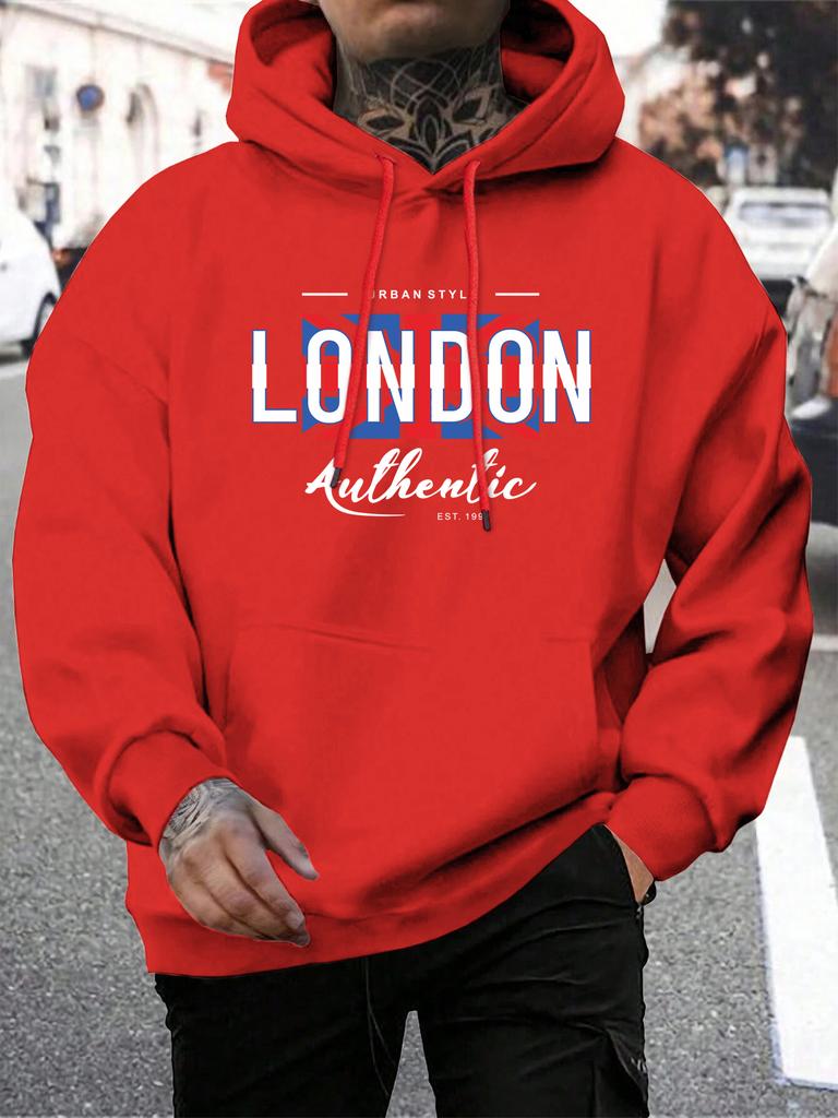 London Letters And National Flag Prints Pullover Man Hoodie Hooded Men Simple S-5xl Tops
