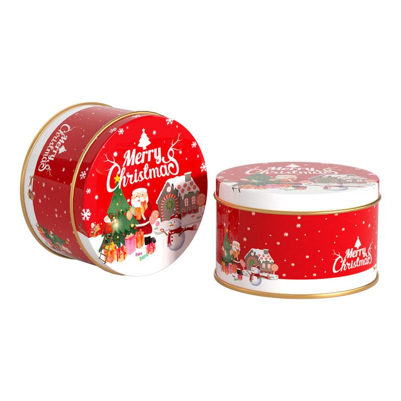 Жестяная коробка, рождественская коробка для конфет, коробка для хранения, жестяная коробка, круглая подарочная коробка, коробка для печенья, рождественский подарок