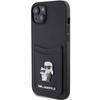 Karl Lagerfeld KLHCP15SSAPKCNPK iPhone 15 / 14 / 13 6.1" black/black hardcase Saffiano Cardslot Karl&Choupette Metal Pin