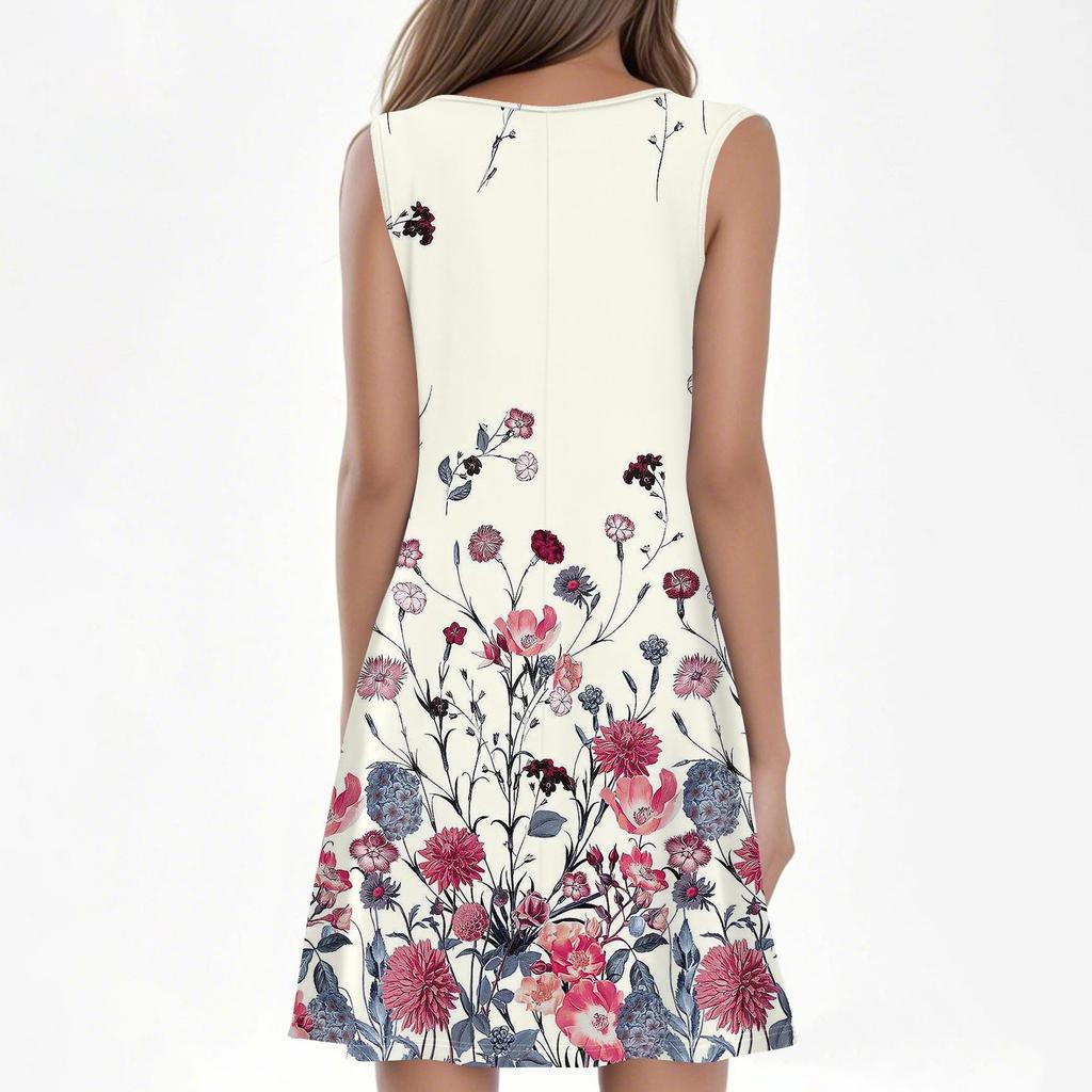 Женские летние платья с круглым вырезом, плиссировкой спереди, без рукавов, карманами, сарафаном, повседневным платьем