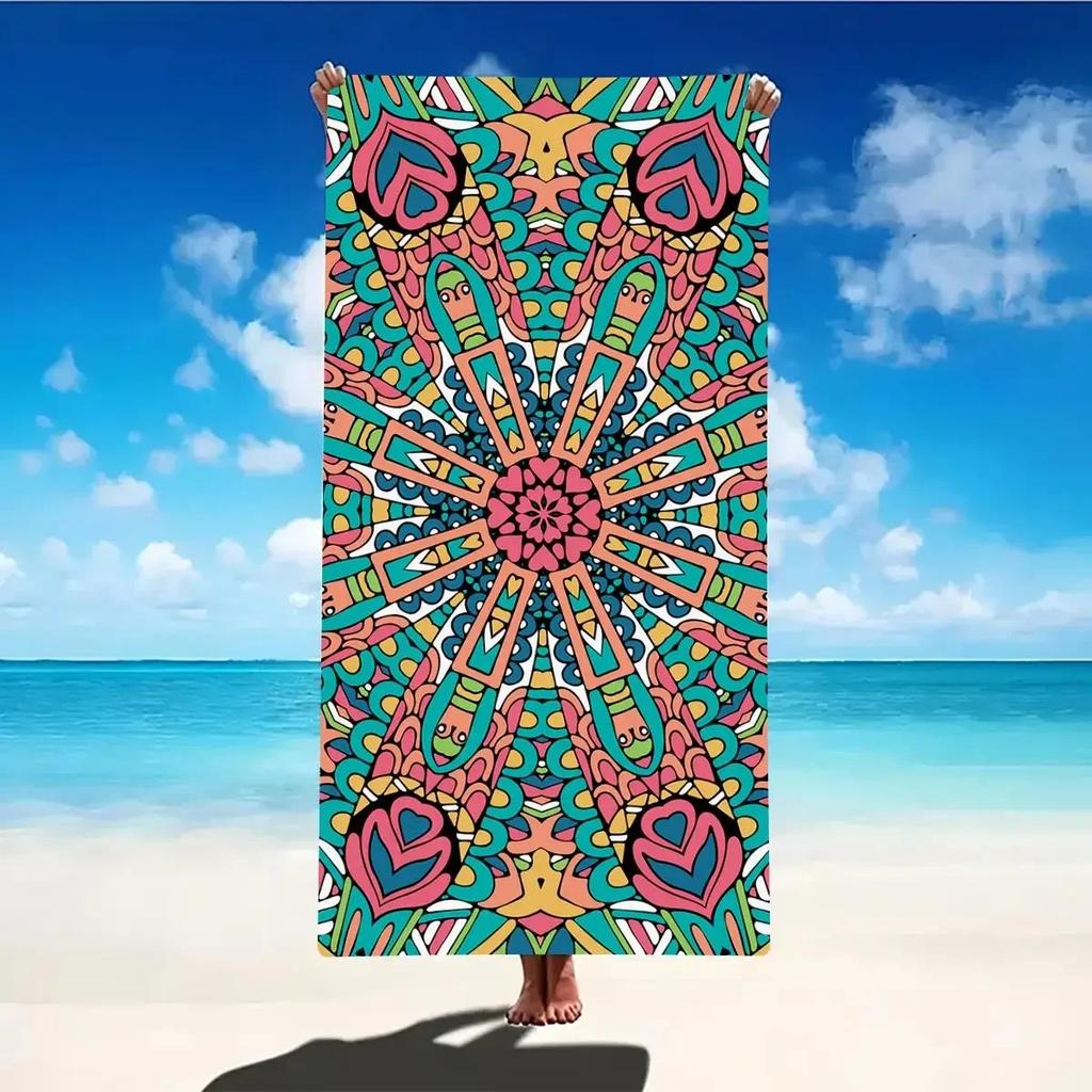 Red Green Bohemian Mandala Beach Towel Large Soft Towel For Summer Beach Pool Picnic