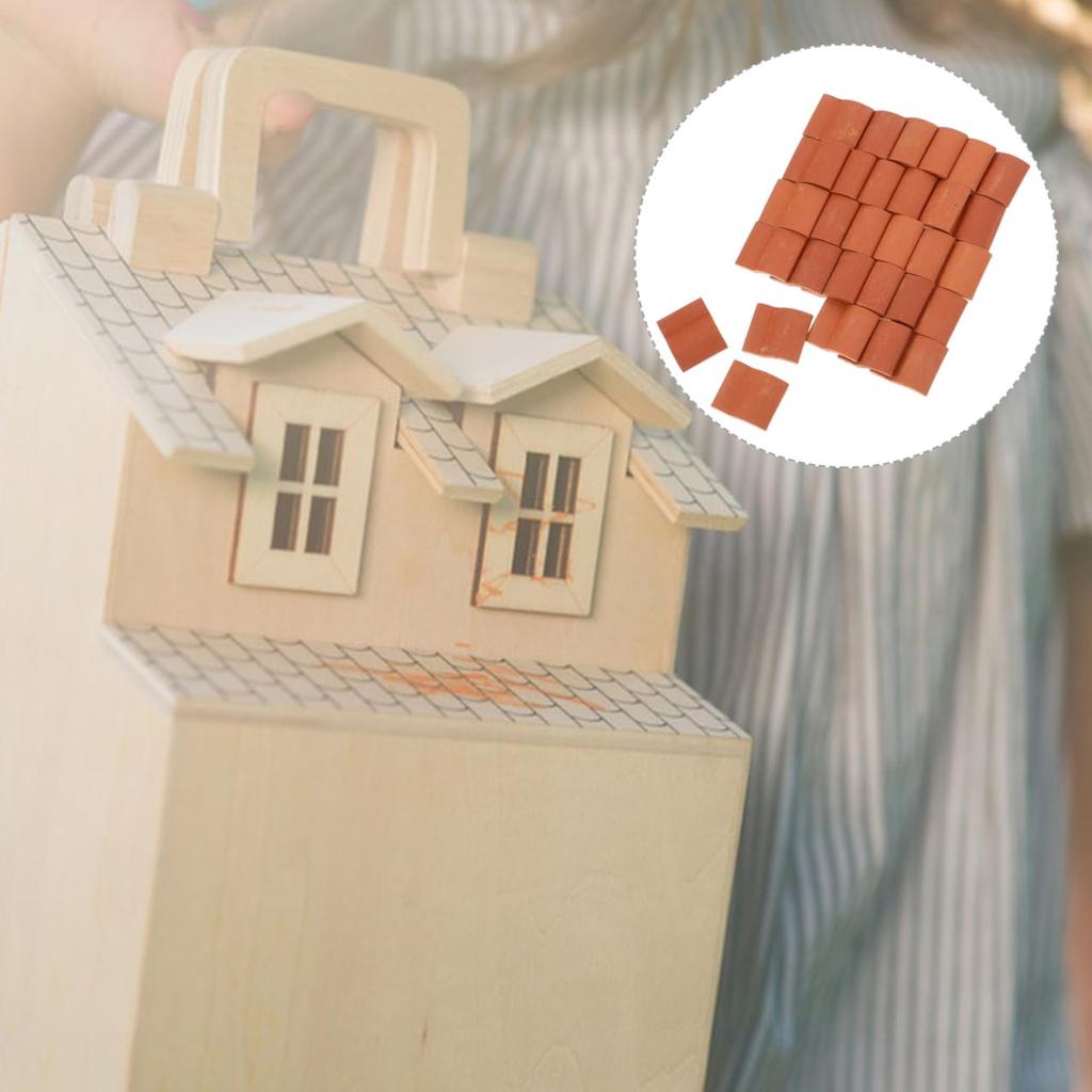 Миниатюрный набор для диорамы из кирпичной плитки Toyvian Миниатюрная кирпичная блочная плитка Миниатюрная модель кирпичной черепицы для крыши Детали мини-кирпичной диорамы Сцена из плитки для строительства своими руками