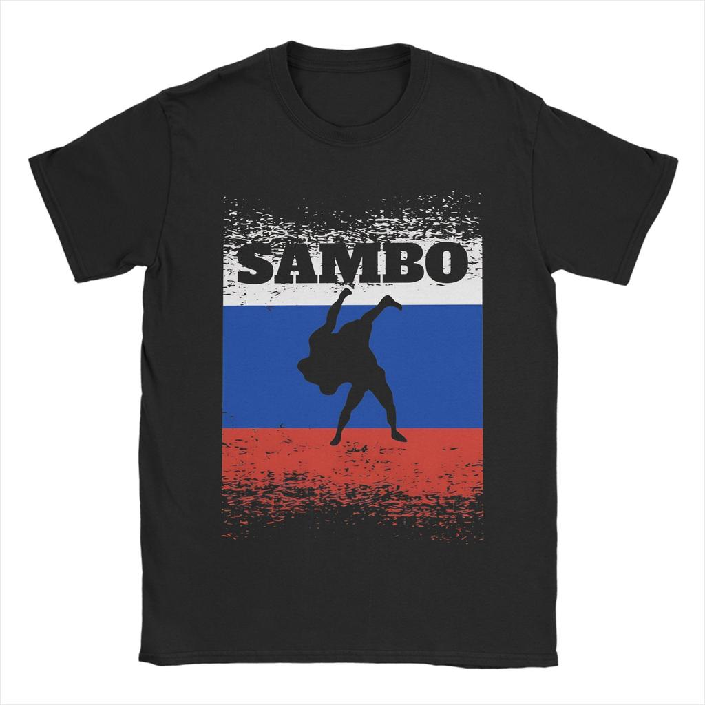 Sambo Russian Fighting Men T Shirts Novelty Tee Shirt Short Sleeve Round Collar TShirts Pure Cotton 4XL 5XL Tops