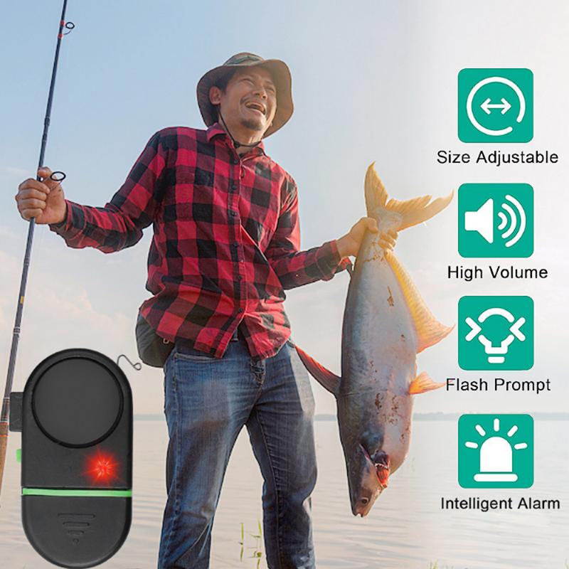 Fishing Alarm Fish Bite Lure Alert Alarm Sound Bell Led Light Indicator Clip-On Fishing Rod Outdoor Buzzer Fishing Tool