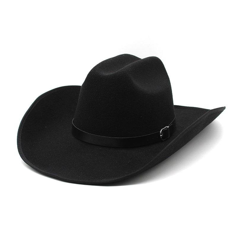 Simple Woolen Western Cowboy Hat Minority Tibetan Top Hat Grassland Curled Woolen Felt Hat Jazz Hat