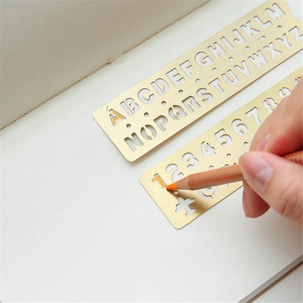 Brass Ruler Bookmark Hollow Metal Bookmark Stationery Number Letter Bookmark  Page Marker