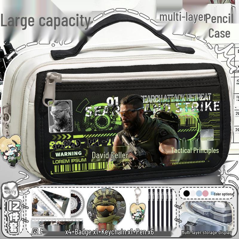 Delta Action Multi-Layer Large Capacity Pencil Case: Portable for Primary & Secondary Students, Stylish & Functional Stationery Organizer.