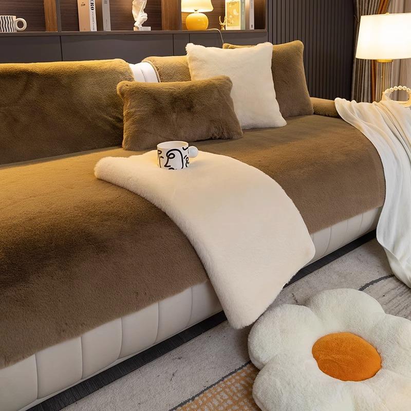 Подушка для дивана из меха норки, зимняя утолщенная нескользящая высококачественная подушка, легкая роскошь и простота, современный кожаный чехол для дивана, спинка, полотенце