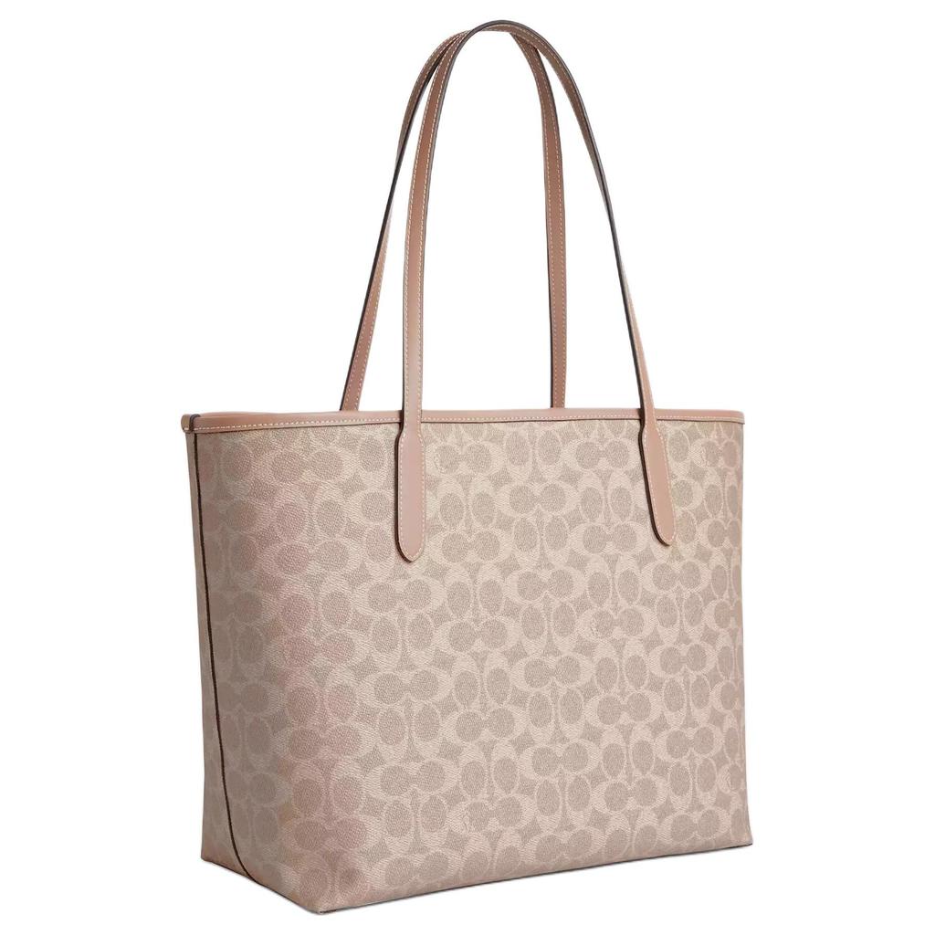 New COACH City Coated Canvas Tote Bag, Shopping Bag, Handbag Large Women's Taupe CV976-SVPWH