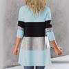 Осенняя женская куртка больших размеров Color Collision Pit Stripe Flap Pocket Section Casual Long