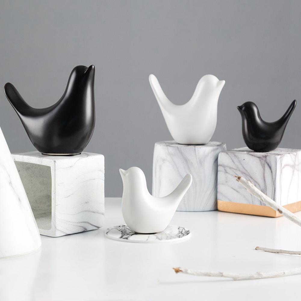 Декор стола Украшение дома Современные керамические черно-белые фигурки Скульптура птицы Статуэтка Орнаменты