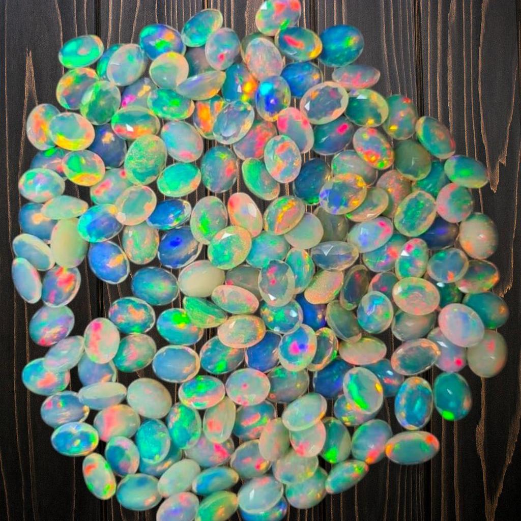 Ограненный эфиопский опал, кабошон овальной формы, партия опалов, партия опаловых кабошонов, натуральный эфиопский опаловый кабошон для изготовления ювелирных изделий.