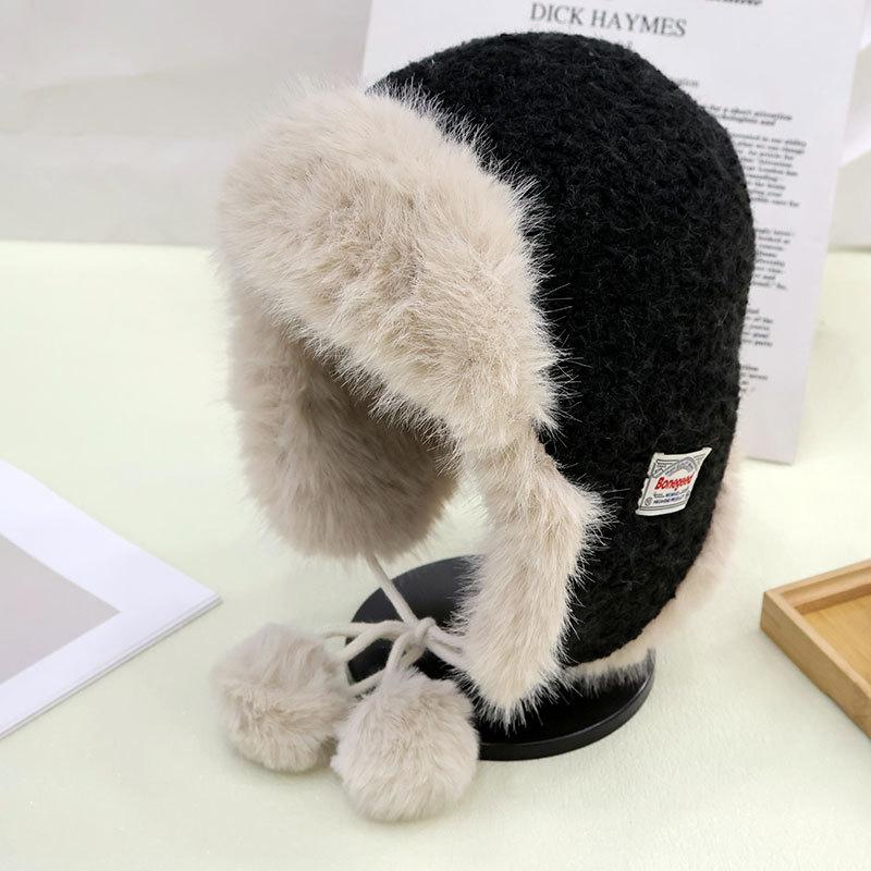 Утепленная теплая шапка-ушанка женская зимняя пушистая теплая хлопковая шапка для улицы, для велоспорта, катания на лыжах, шапка «гром и ветер»