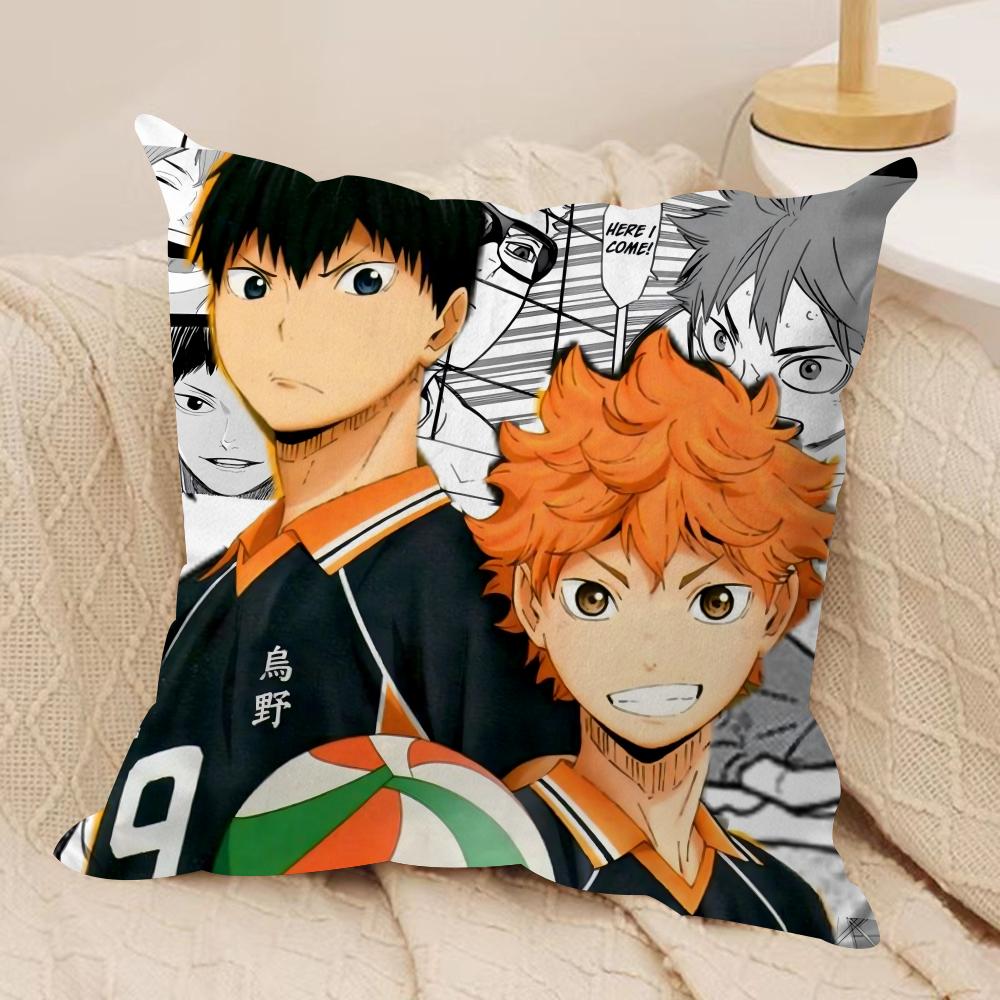 Anime HHaikyuu Cushion Cover Soft Plush Fabric DoubleSided Printed Sofa Cushion Cover for All Seasons Home Decor Gift