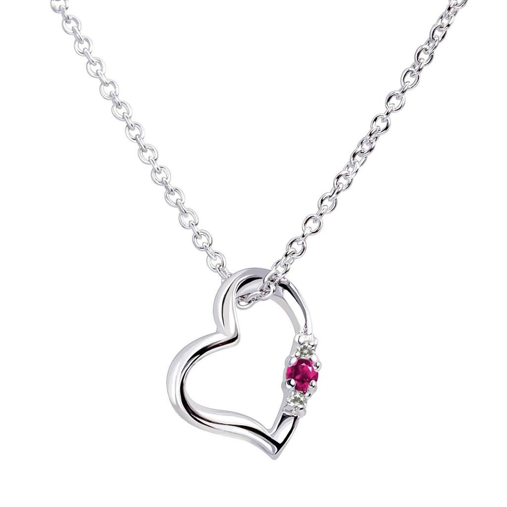 Natural Diamond Heart Necklace for Teddy Bear Plush Toy July Ruby Pink Bear [Sears] Women, Set, 1491-tdt-01-p7