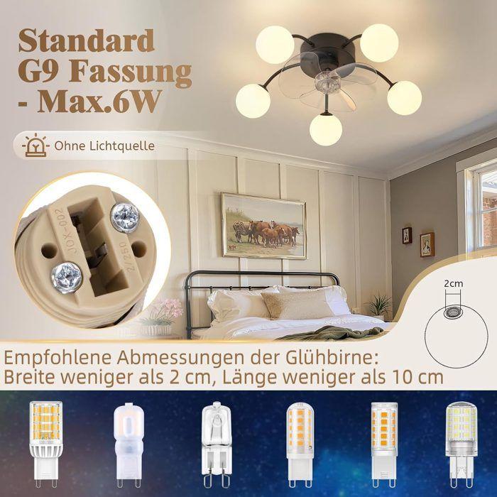 Ventilateur de plafond avec lumière NETTLIFE, moteur DC silencieux, 6 vitesses, télécommande, plafonnier moderne pour salon chambre
