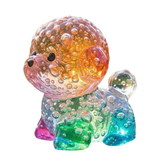 Юшэн Цветные Стеклянные Украшения Собаки Радужный Градиент Фигурки Щенков Декоративная Скульптура Собаки Подарок на Праздники Дни Рождения