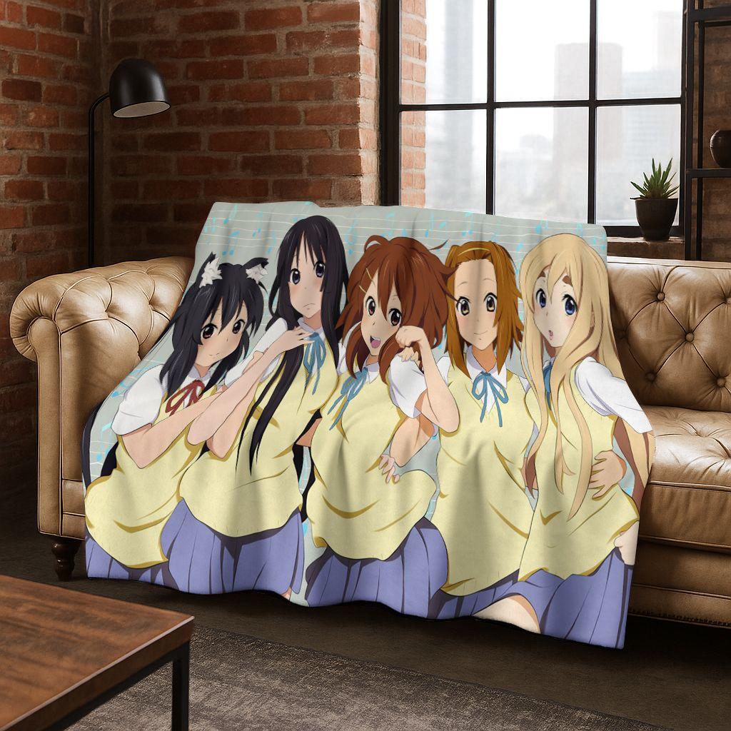 Аниме K-ON Кавайная Девочка Хирасава Юи Музыкальный Мультфильм Фланелевое Одеяло, Уютное Мягкое Плед для Дома Спальни Кровати Дивана Покрытие Ребенок