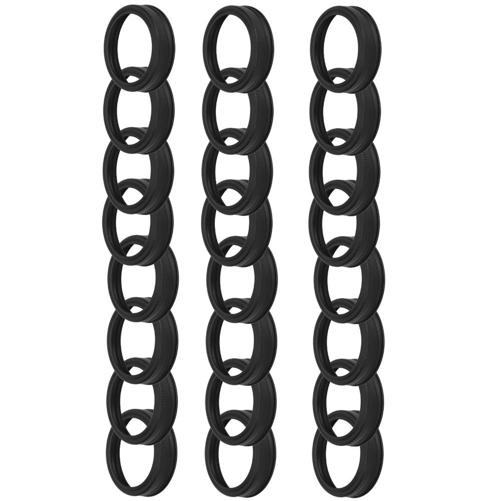 24PCS Matte Black Canning Lids And Rings Iron Material Widemouthed Split Cover Kitchen Pantry
