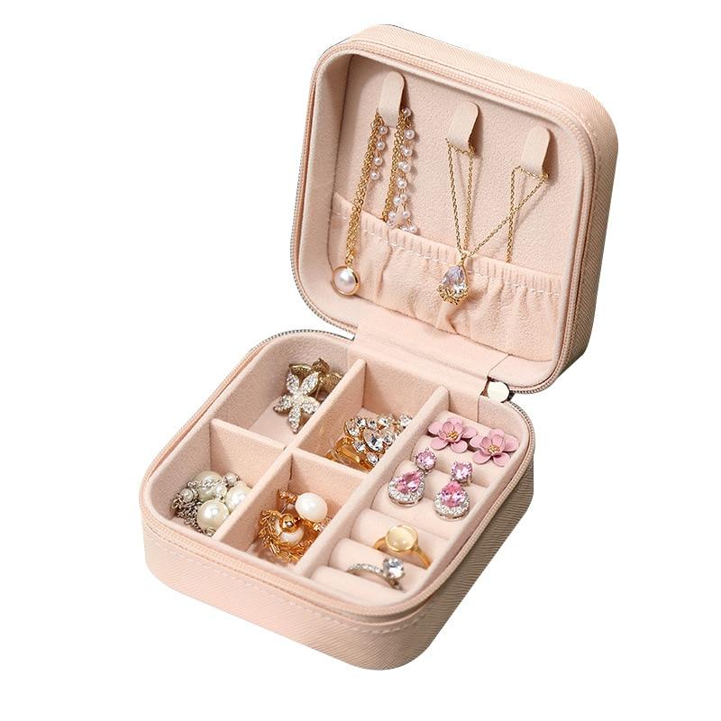 Portable Jewelry Box Jewelry Organizer Display Travel Jewelry Case Boxes Leather Storage