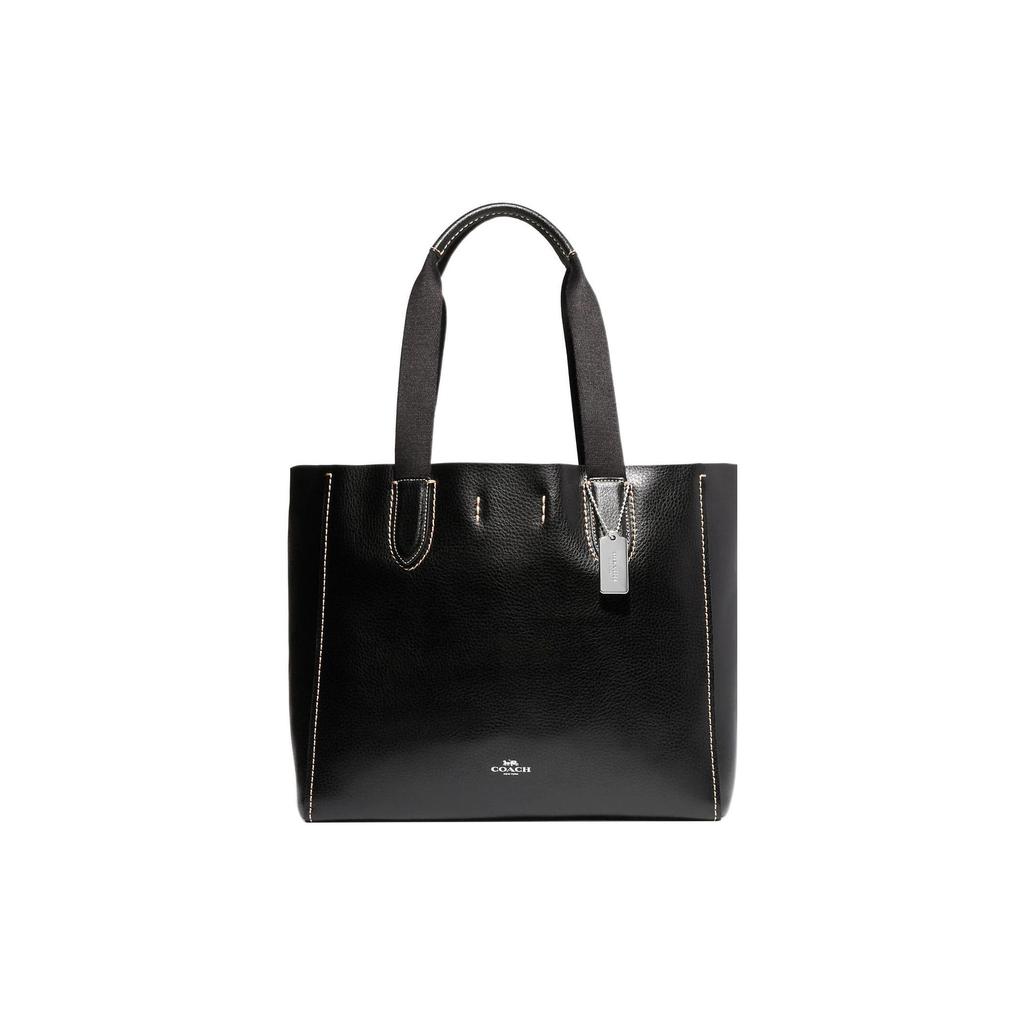 COACH Derby Pebbled Leather Tote Bag, Shopping Bag, Shoulder Bag, Handbag Large Women's Black 58660-SVBK
