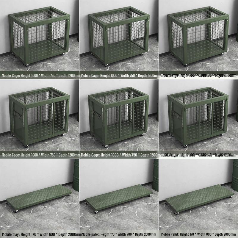 Heavy-Duty Mobile Army Green Storage Cage with Casters
