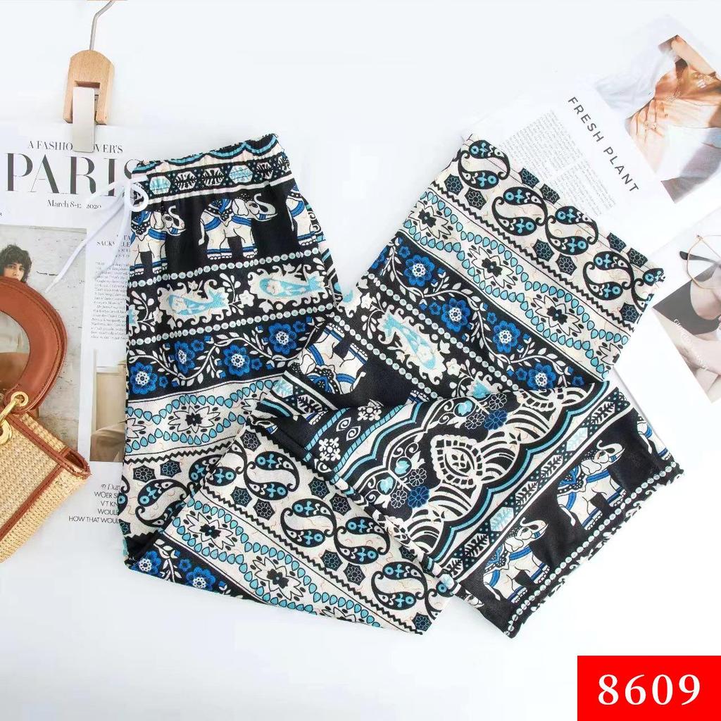 Thailand Elephant Wide-Leg High-Waisted Summer Pants for Women – Lightweight, Drapey, Floor-Length