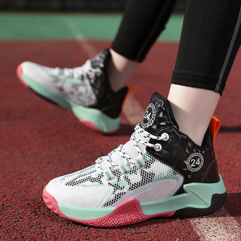 Популярные детские баскетбольные кроссовки с резиновой подошвой и сетчатым плетением для мальчиков, кроссовки для учеников начальной школы, спортивная обувь для бега, нескользящая