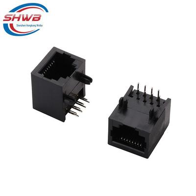 Сетевая розетка RJ45 8P8C, полностью пластиковая, короткий корпус 90°, 17,7 мм, лево/правоориентированная.