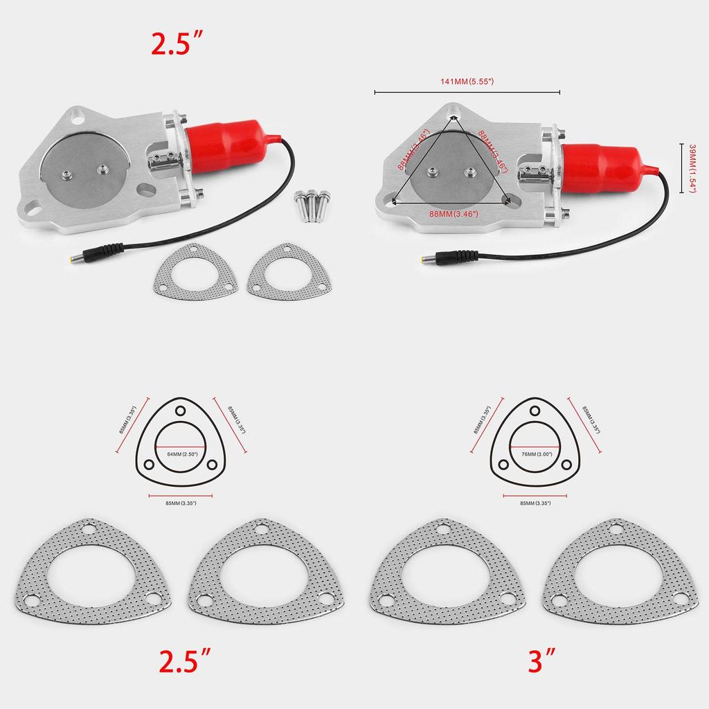 Электрический выхлопной клапан премиум-качества 2,5"/3" с мотором клапана с дистанционным управлением для универсальной установки
