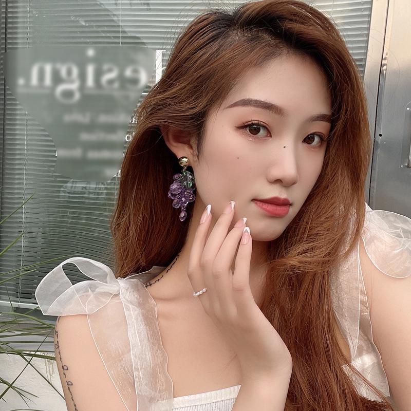 925 Silver Needle Purple Grape Earrings - Cute, Fashionable, and Stylish Earrings for Women