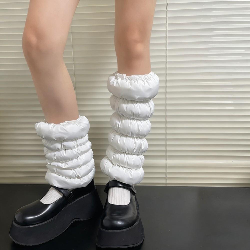 Mid-calf Down Cotton Leg Warmers Fluffy Boots Cover Lolita Loose Socks Foot Cover  Fall Winter