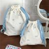 Portable Drawstring Storage Bag Canvas Cotton Pouch Casual Drawstring Hanging Bag Travel