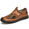 Yozgi erkaklar charm yopiq burunli sandalilar moda Rim sandalilari qo'lda ishlangan to'rli kundalik poyabzal platformali ochiq havoda erkaklar plyaj sandalilari