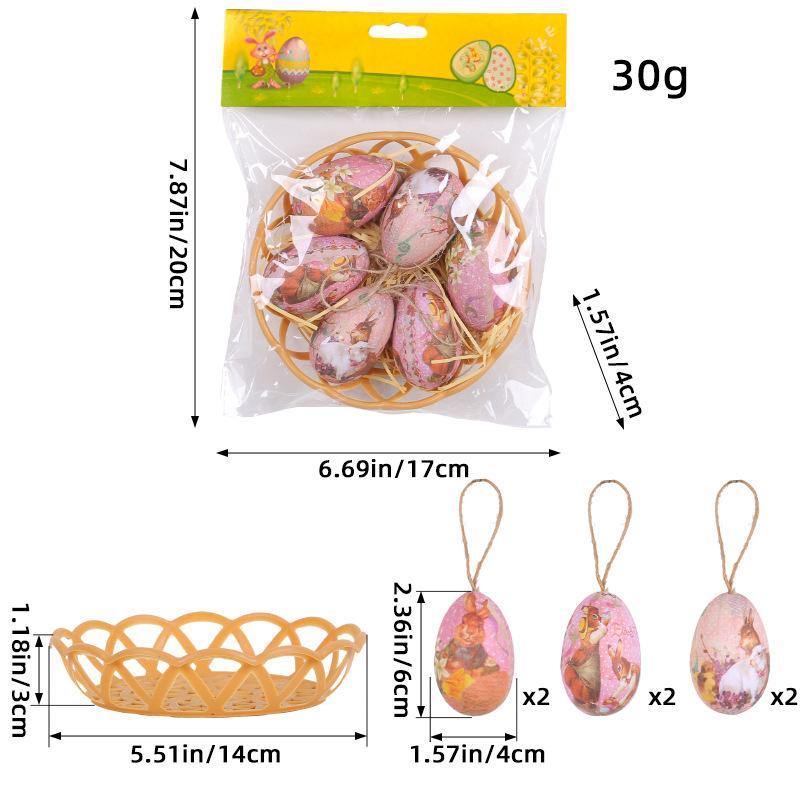 Easter Egg Pendant Creative Woven Basket Easter Egg Decorative Ornament Scene Arrangement