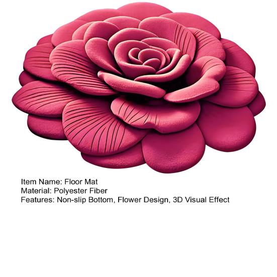 Peony Flower Carpet 3D Visual Flower Non-slip Bottom Floor Mat Absorbent Bathroom Mat