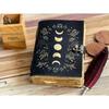 Sun Moon Leather Journal For Men Women 200 Page of Antique Hademade Decle Edge Pepar Leather Traveling Sketchbook For Men Women