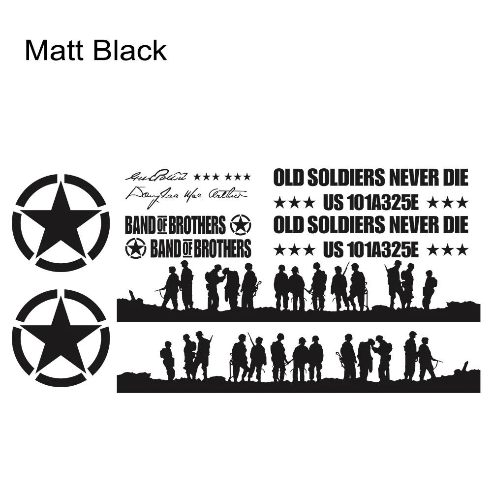 12PCS Car Door Vinyl Stickers For Jeep Wrangler JK TJ Jl YJ Auto Pentagram Soldiers Body Decoration Vinyl Decals Accessories