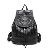 Backpack Casual PU Washed Leather Schoolbag Braided Rivets Travel Bag Women's Soft Leather Backpack