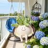 Hanging Swing Chair Planter Pot Cute Smile Face Flower Pot for Indoor Outdoor Plants Resin Head Plant Pots