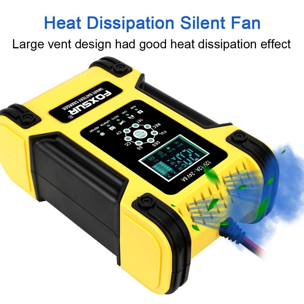 Автомобильное интеллектуальное зарядное устройство для аккумуляторов Тестирование европейской вилки 100-240 В Вход 12 В 24 В Выход для свинцово-кислотных литий-железных аккумуляторов Аксессуары для мотоциклов