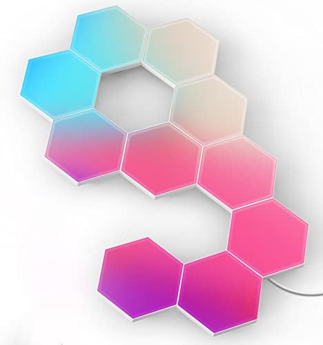 Набор из 10 умных RGB LED шестиугольных световых панелей, синхронизация с музыкой, управление через приложение, ночник, сотовые светильники для игровой установки