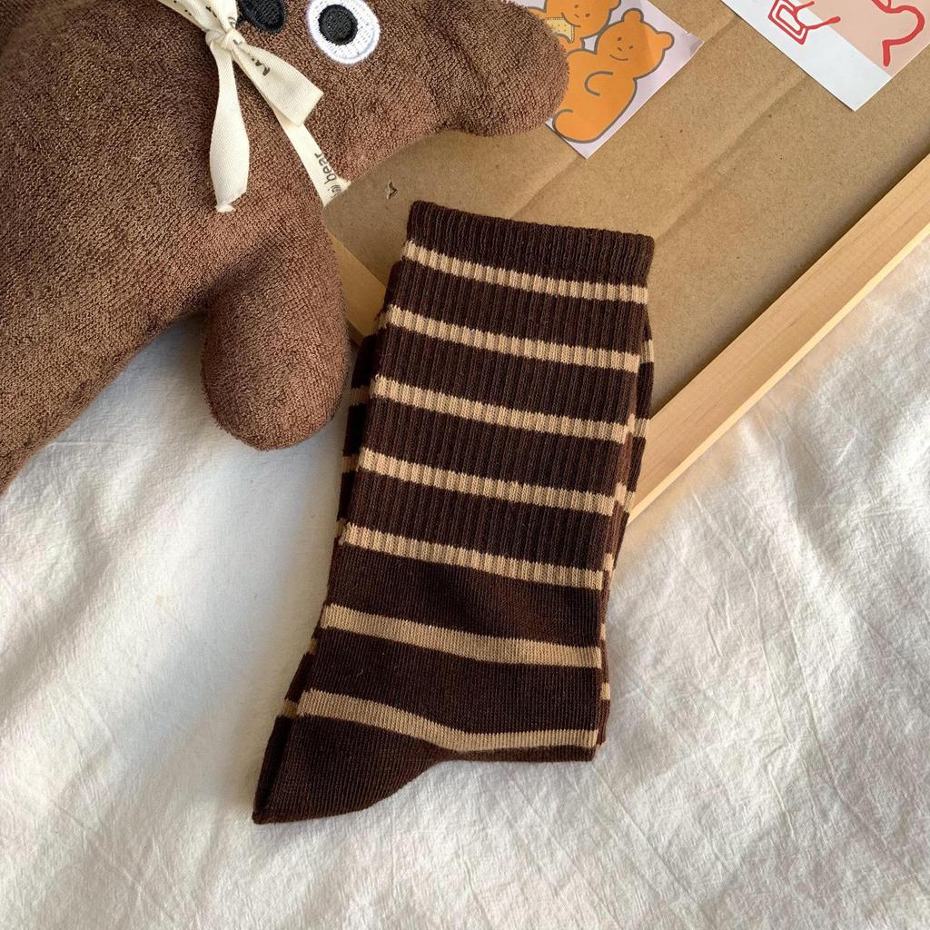 Женские полосатые носки до середины голени Maillard — весна и осень в корейском стиле с брюками Shark
