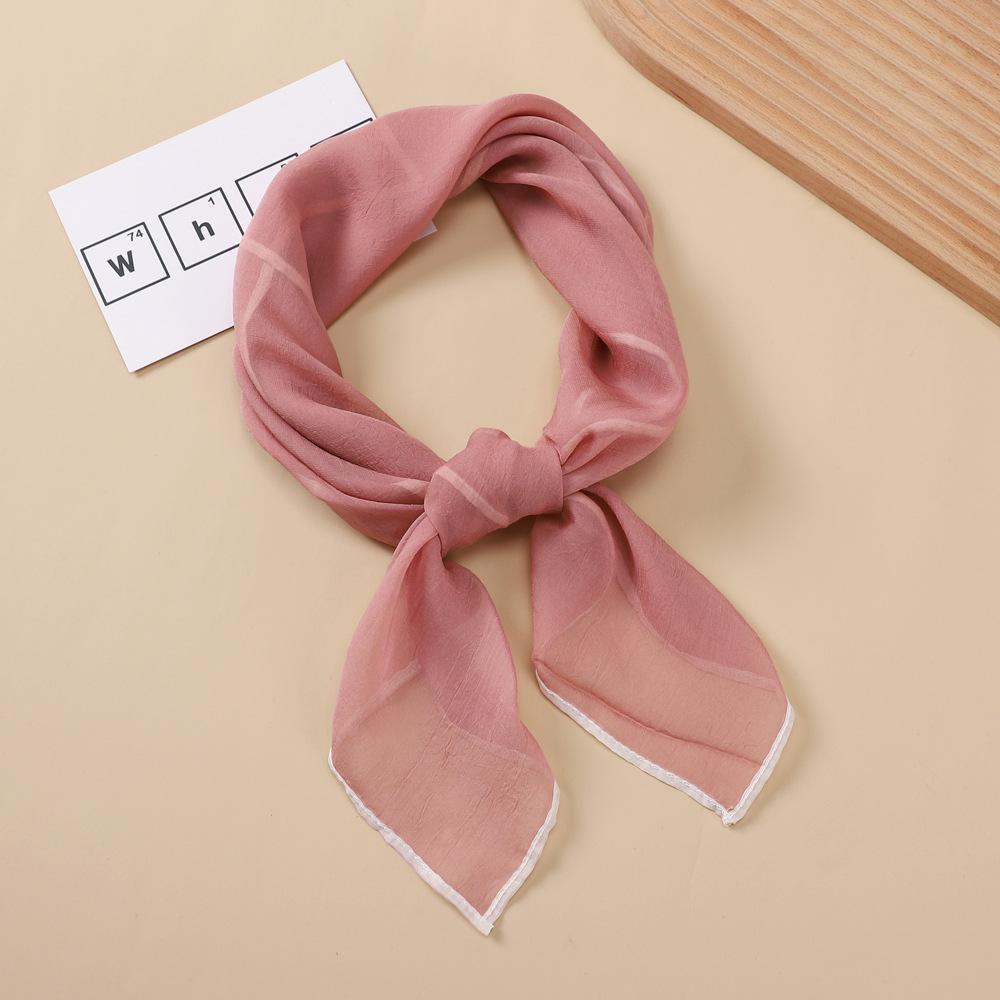 Fashionable New Versatile Headscarf Large Square Scarf Solid Color Scarf Women'S Simulated Silk Satin Scarf