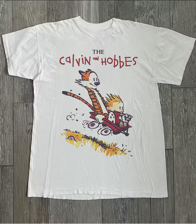 УНИСЕКС ФУТБОЛКА С ПОЛНЫМ РАЗМЕРОМ CALVIN AND HOBBES ПОДАРОЧНАЯ ХЛОПОК CS390